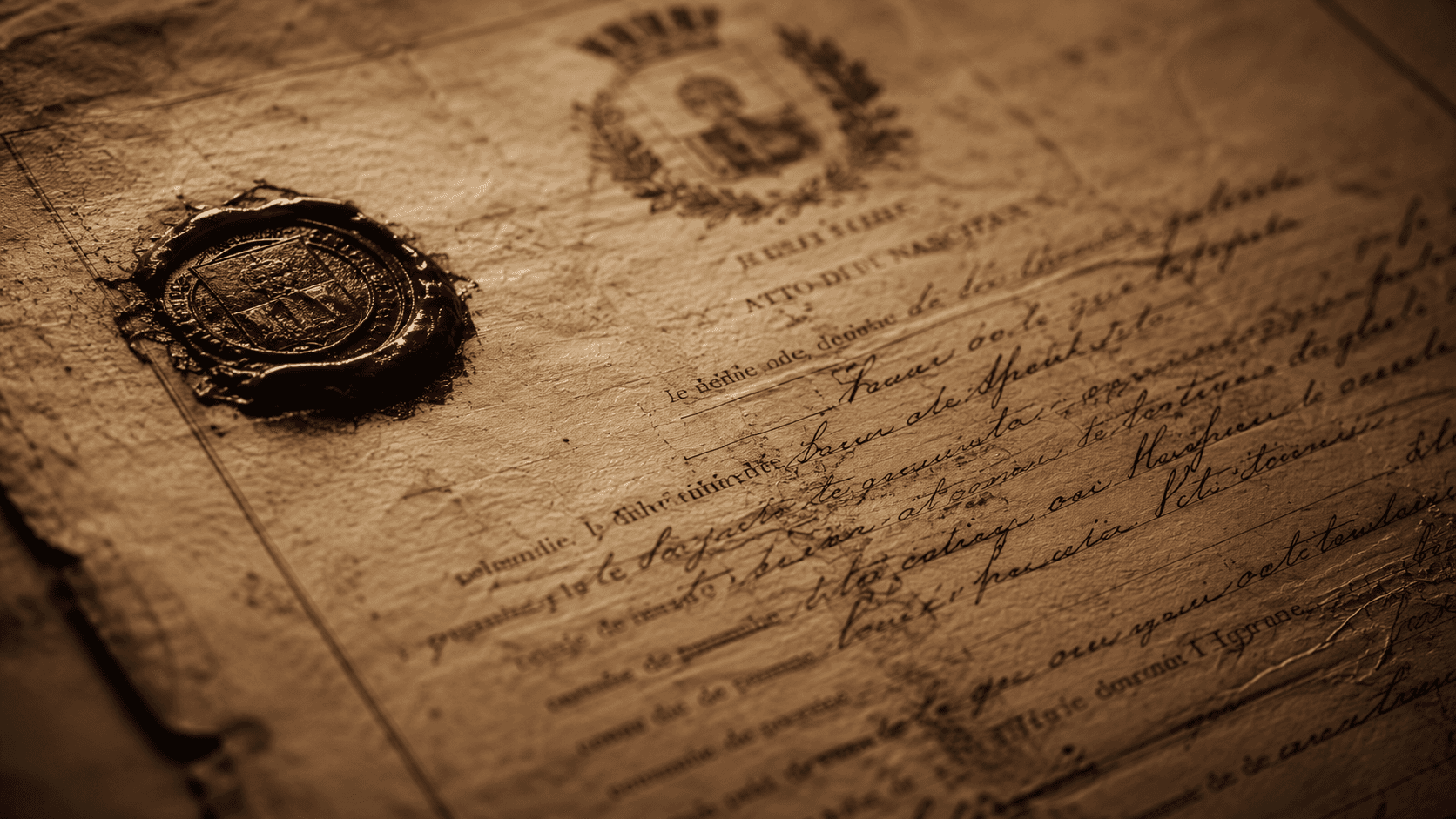 Acta de nacimiento italiana de principios del siglo XX, archivo histórico